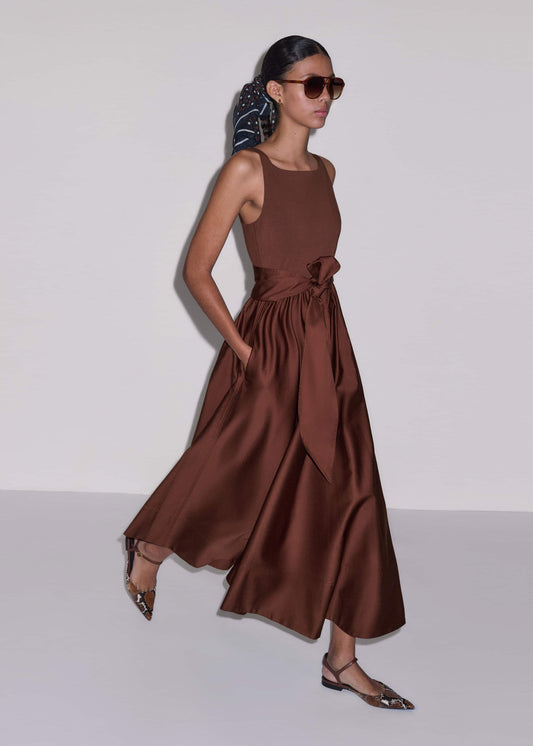 Cinnamon Brown Fit + Flare Maxi Dress | ME+EM