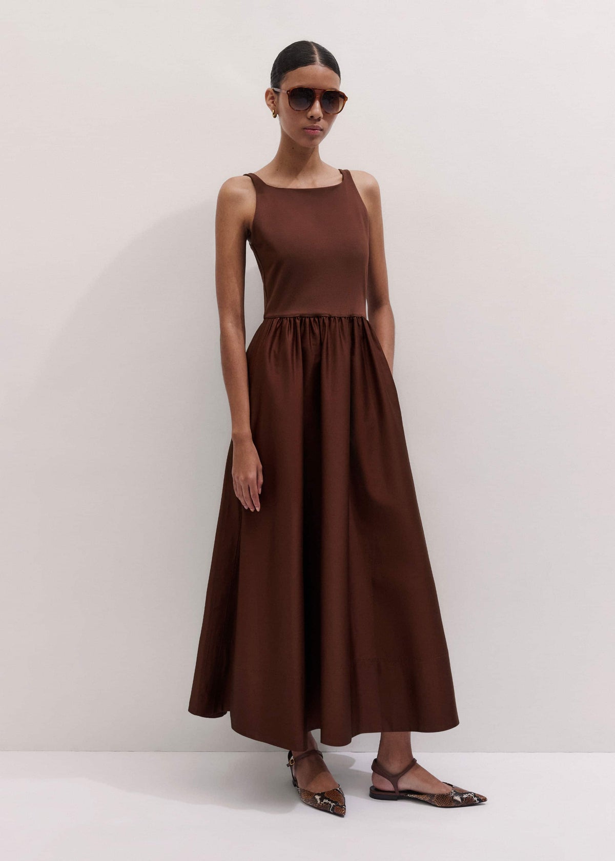 Cinnamon Brown Fit + Flare Maxi Dress | ME+EM
