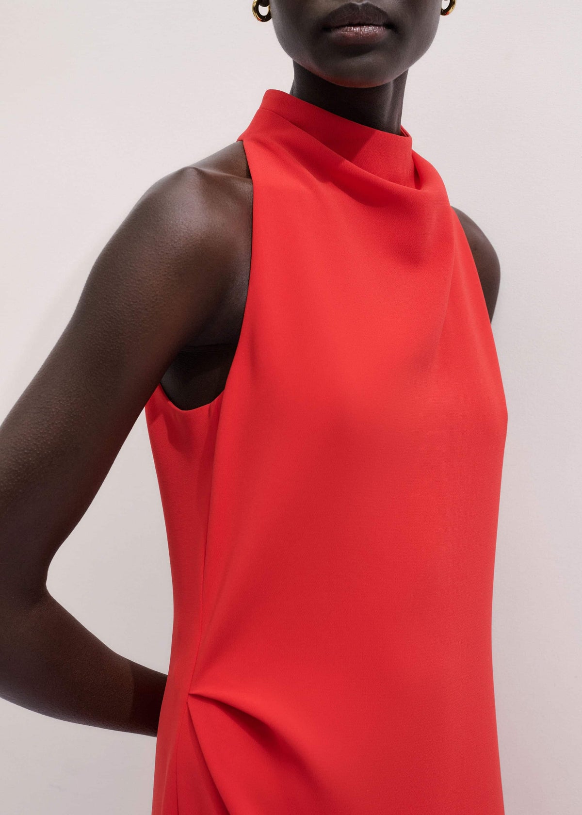 Red Draped Full Length Dress | ME+EM