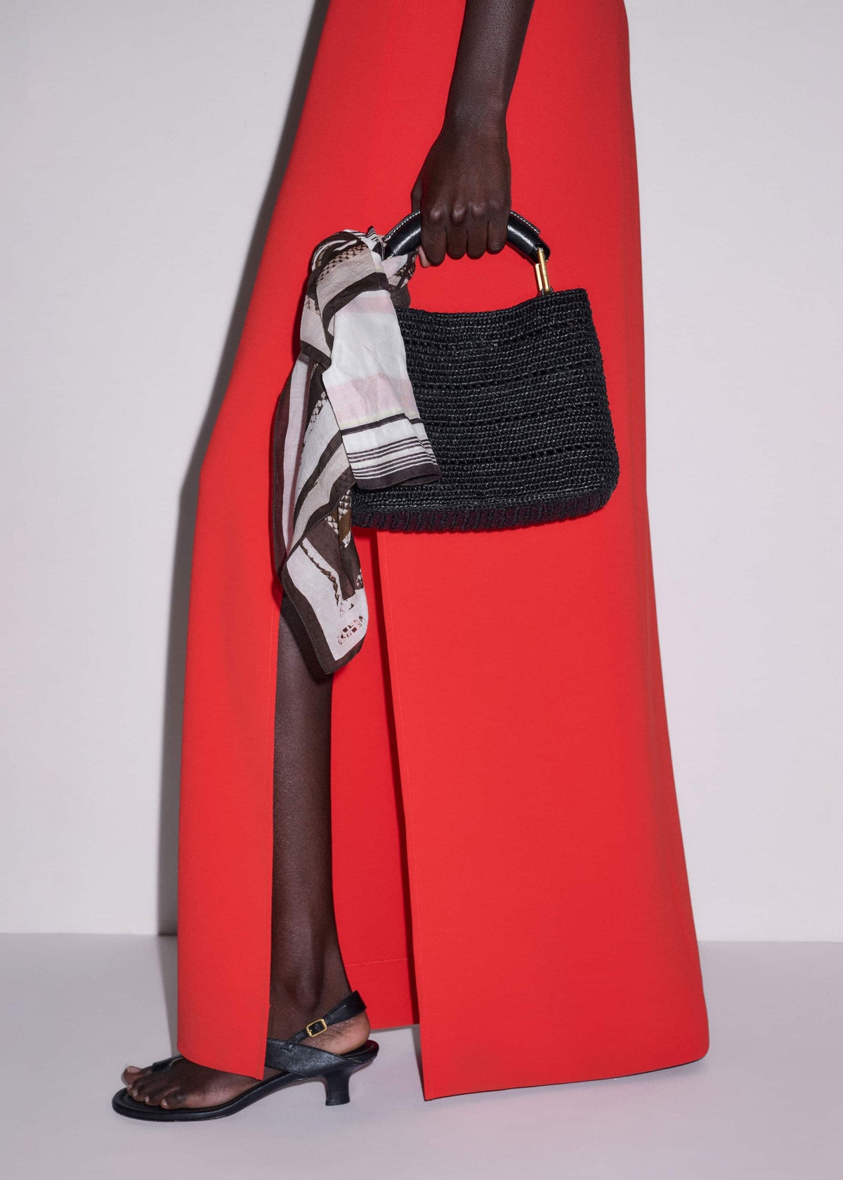 Red Draped Full Length Dress | ME+EM