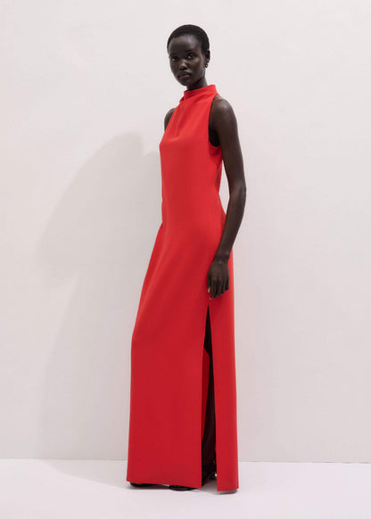 Red Draped Full Length Dress | ME+EM