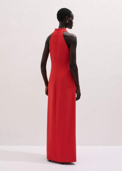 Red Draped Full Length Dress | ME+EM