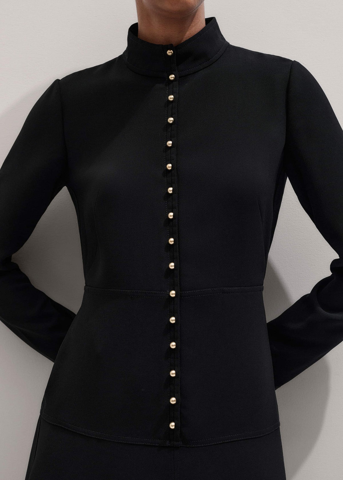 Black A-Line Feature Button Maxi Dress | ME+EM