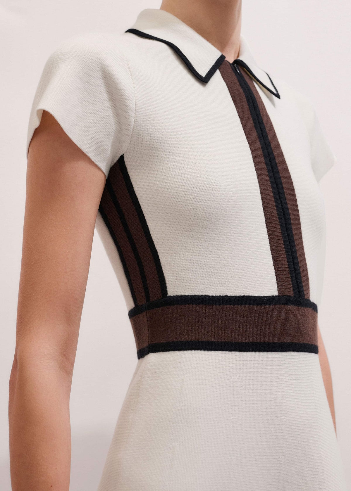 Cream Milano Knit Collared Fit + Flare Maxi Dress | ME+EM