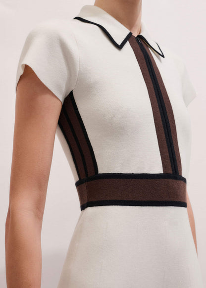 Cream Milano Knit Collared Fit + Flare Maxi Dress | ME+EM