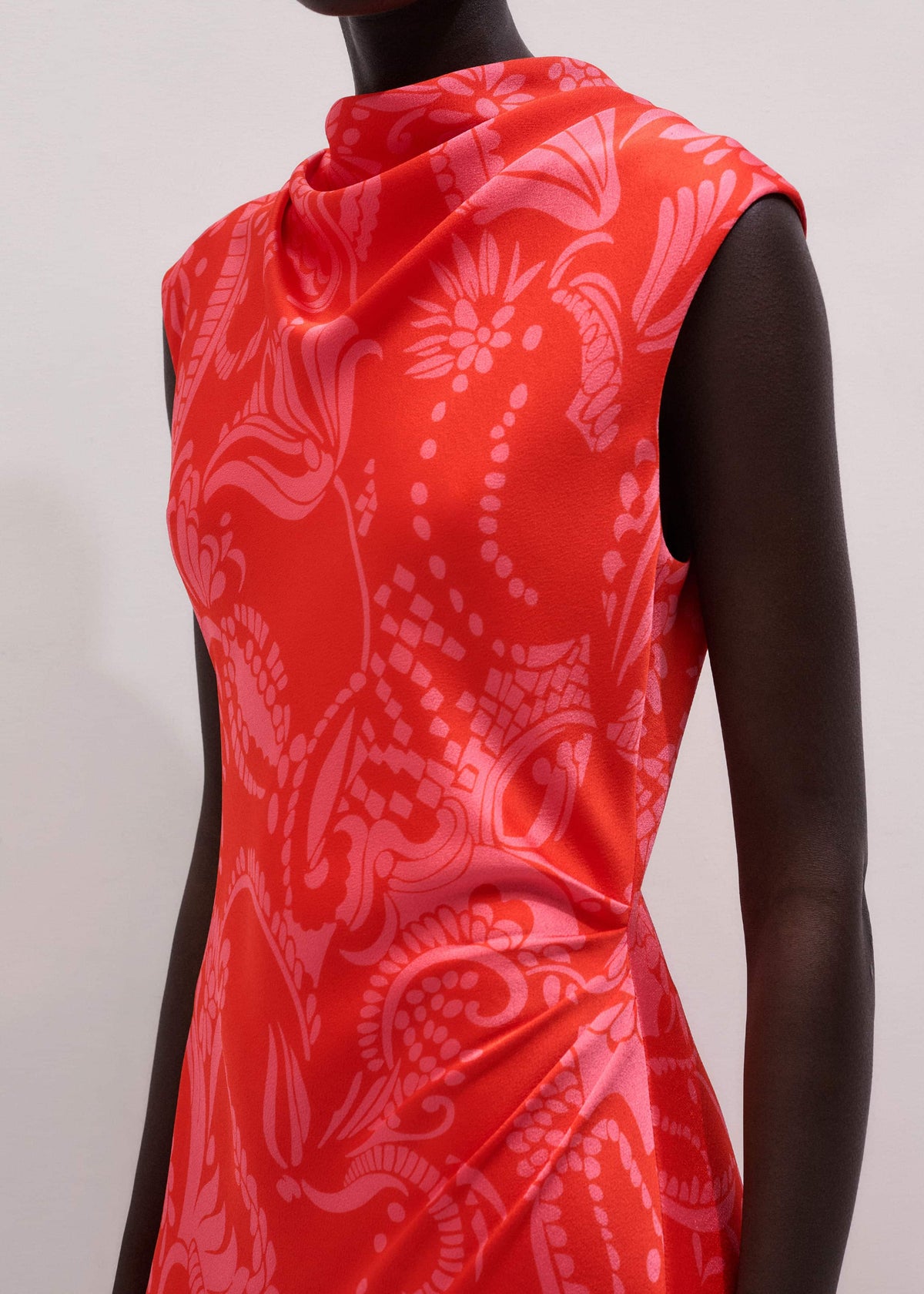 Orange Stylised Silhouette Print Bias Cut Full Length Dress | ME+EM