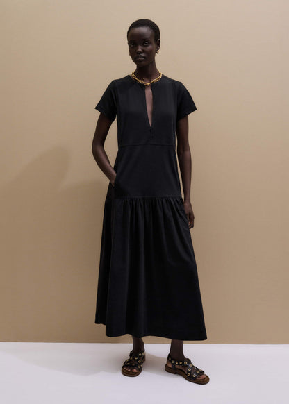 Black A-Line Tiered Maxi Dress | ME+EM