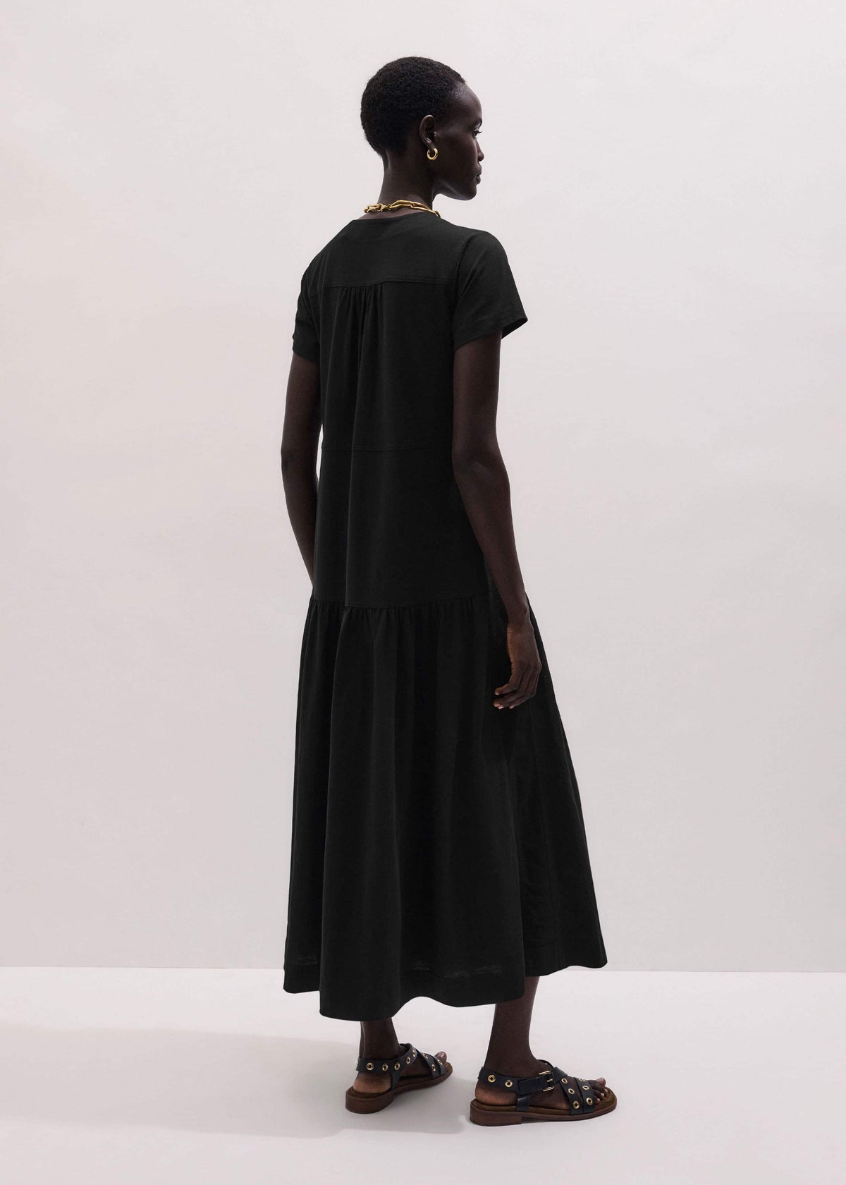 Black A-Line Tiered Maxi Dress | ME+EM