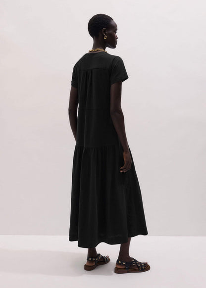 Black A-Line Tiered Maxi Dress | ME+EM
