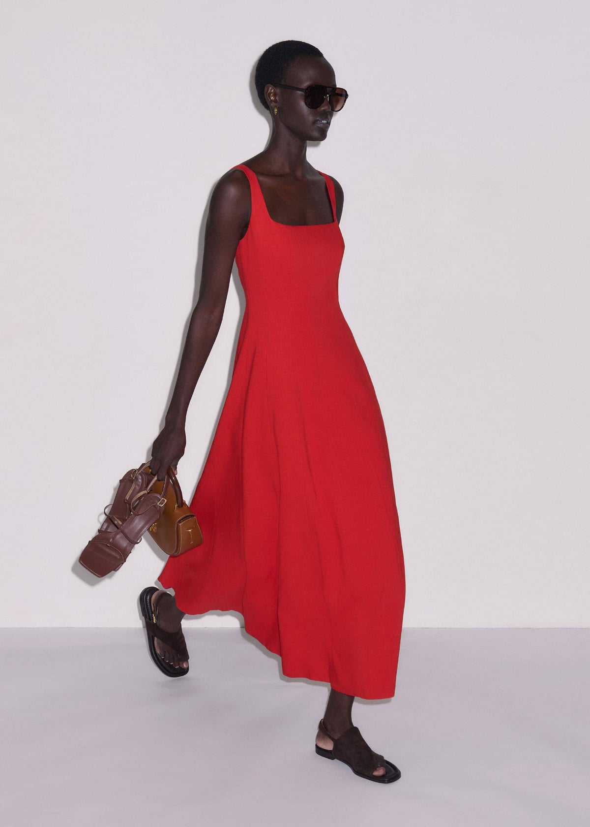 Red Contour Seam Fit + Flare Maxi Dress | ME+EM