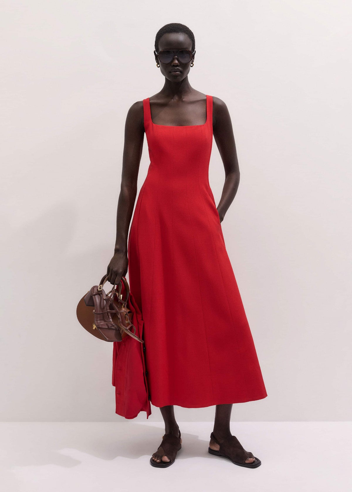 Red Contour Seam Fit + Flare Maxi Dress | ME+EM