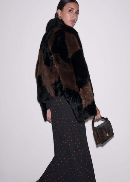 Black Winter Polka Dot Lace Trim Maxi Dress | ME+EM