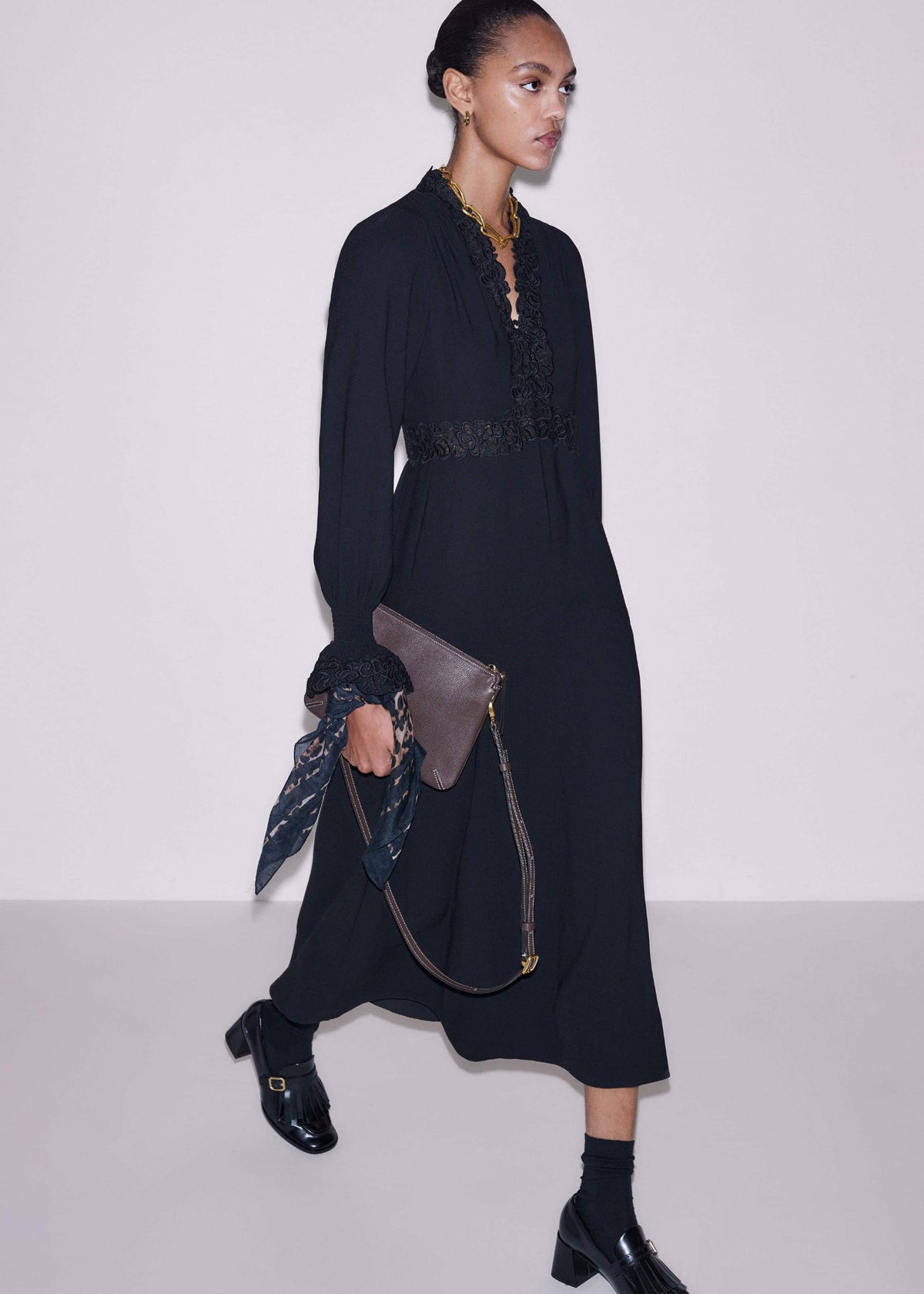 Black Fit + Flare Lace Detail Maxi Dress | ME+EM