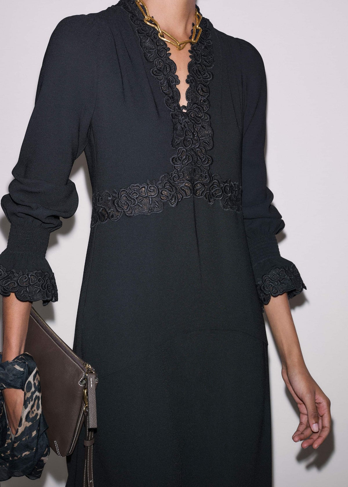Black Fit + Flare Lace Detail Maxi Dress | ME+EM
