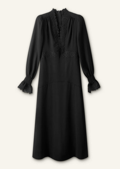 Black Fit + Flare Lace Detail Maxi Dress | ME+EM