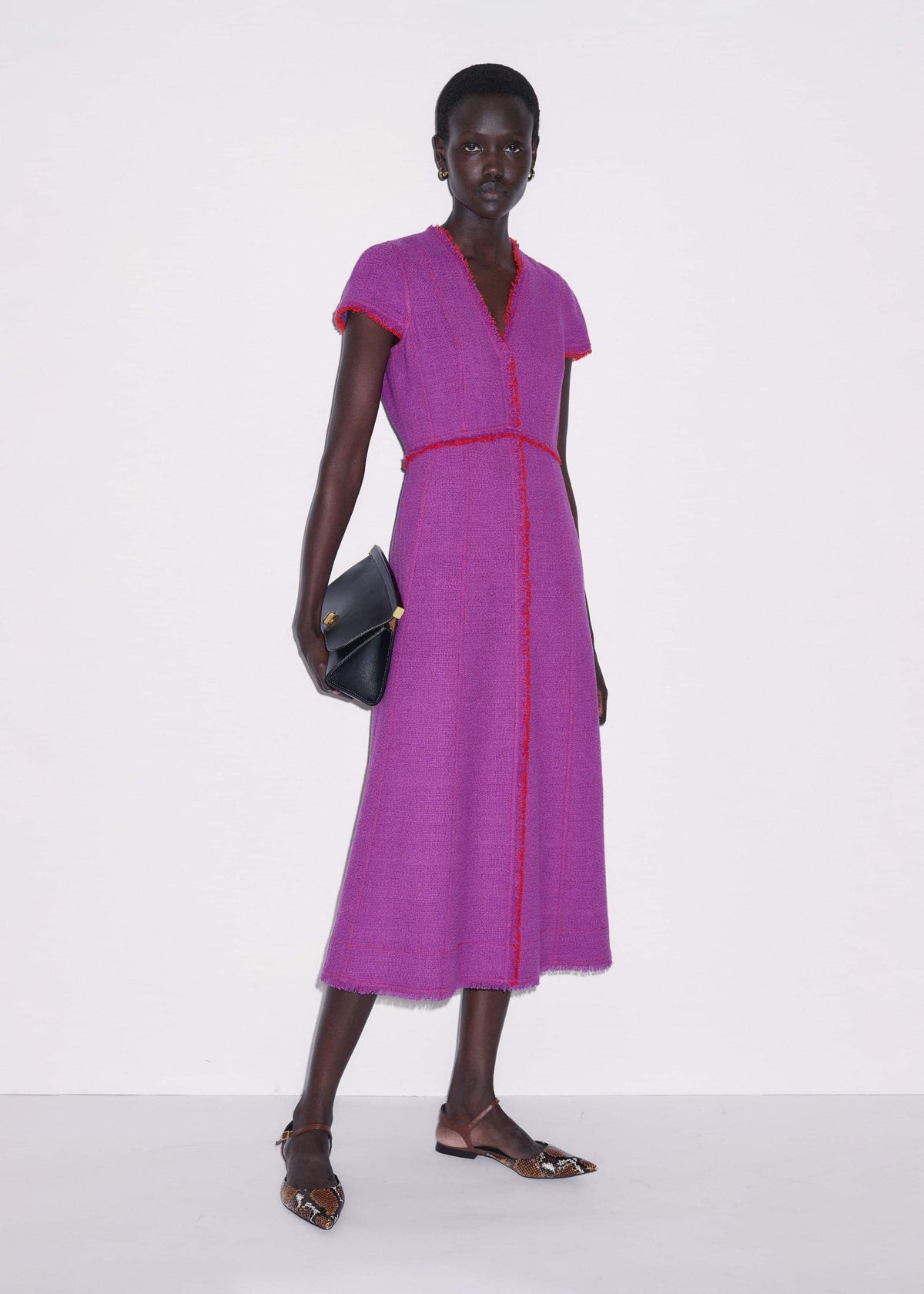 Purple Fringe Detail Fit + Flare Midi Dress | ME+EM