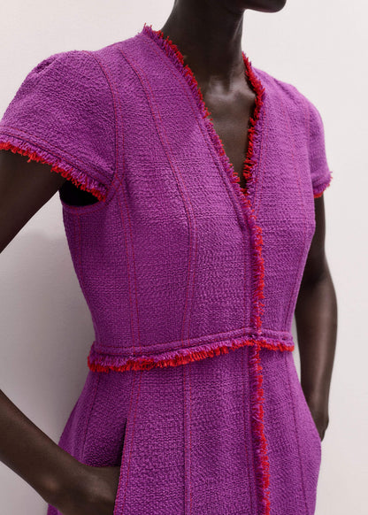 Purple Fringe Detail Fit + Flare Midi Dress | ME+EM
