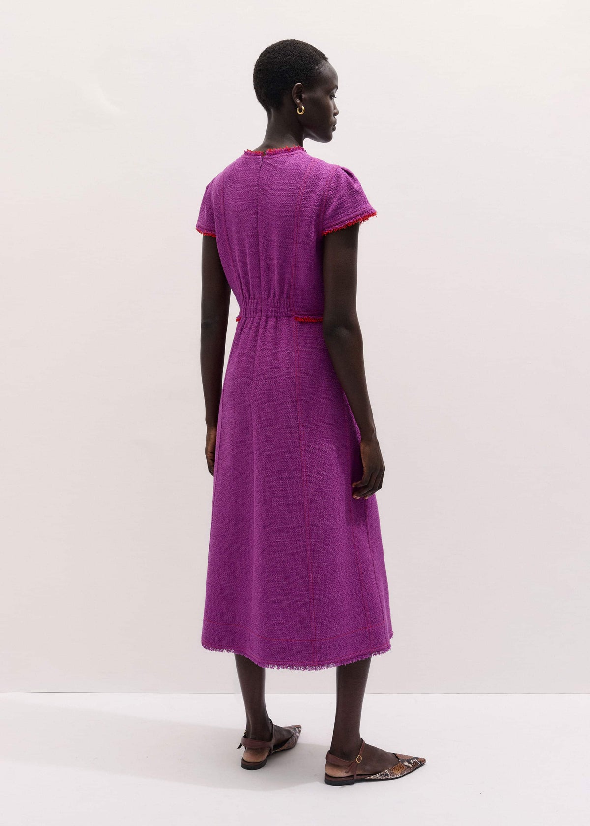 Purple Fringe Detail Fit + Flare Midi Dress | ME+EM