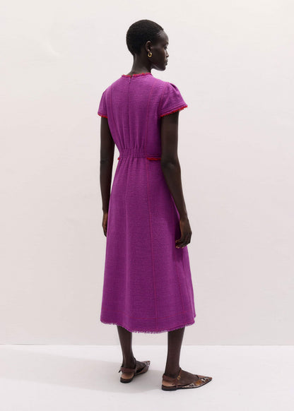 Purple Fringe Detail Fit + Flare Midi Dress | ME+EM
