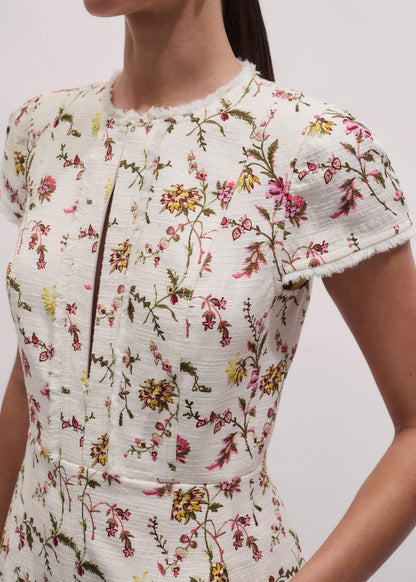 Cream Wild Spring Floral Print Fit + Flare Midi Dress | ME+EM