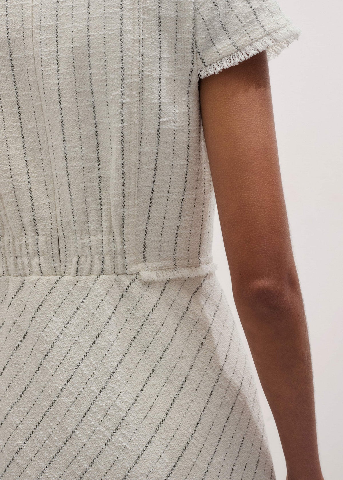 Ivory Striped Fit + Flare Midi Dress | ME+EM