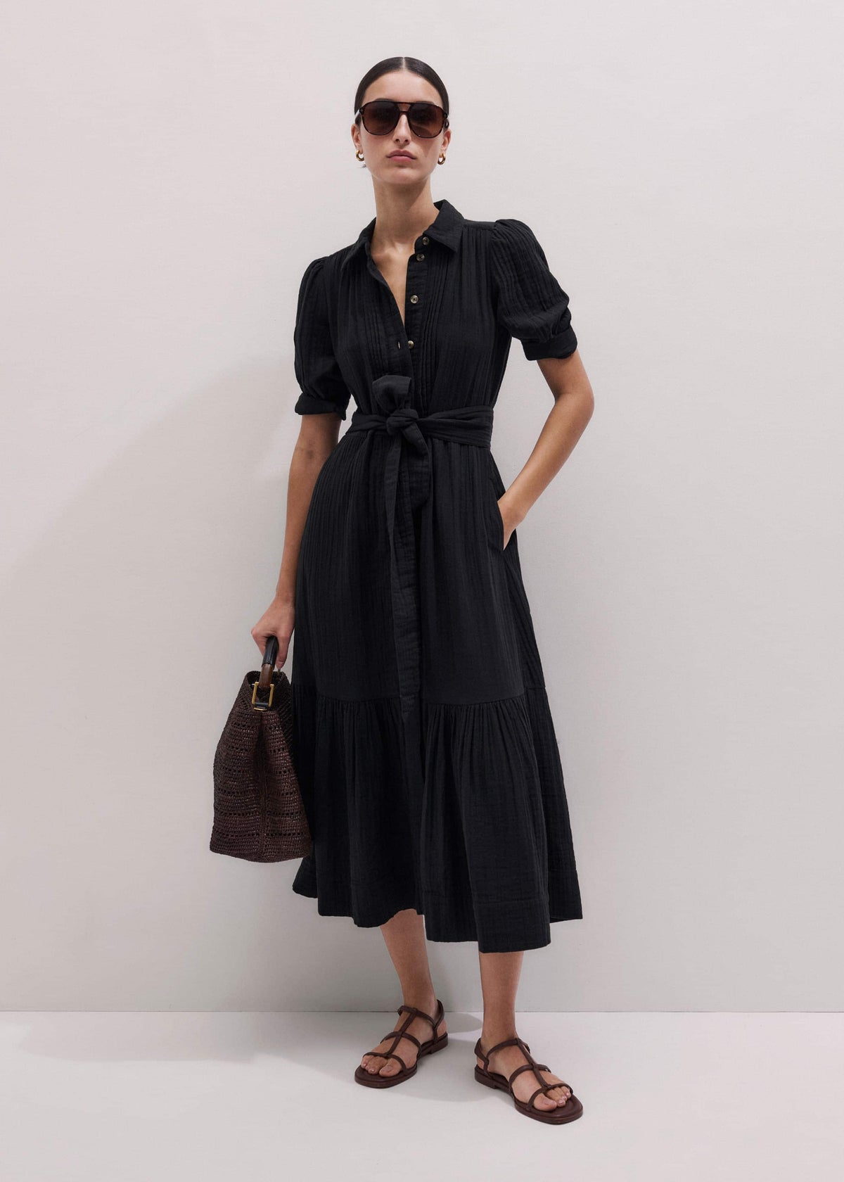 Black Cheesecloth Midi Shirt | ME+EM