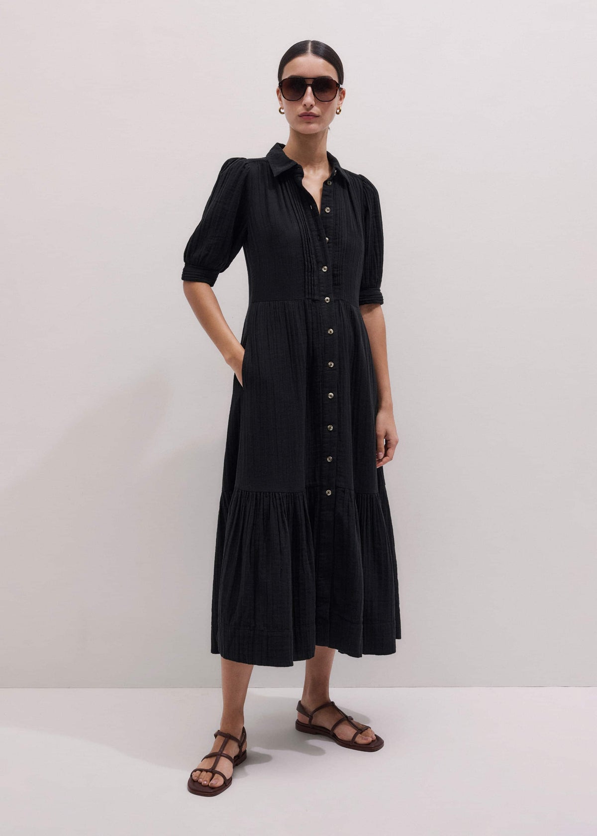 Black Cheesecloth Midi Shirt | ME+EM