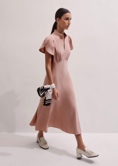 Smoke Pink Contrast Stitch Midi Dress | ME+EM