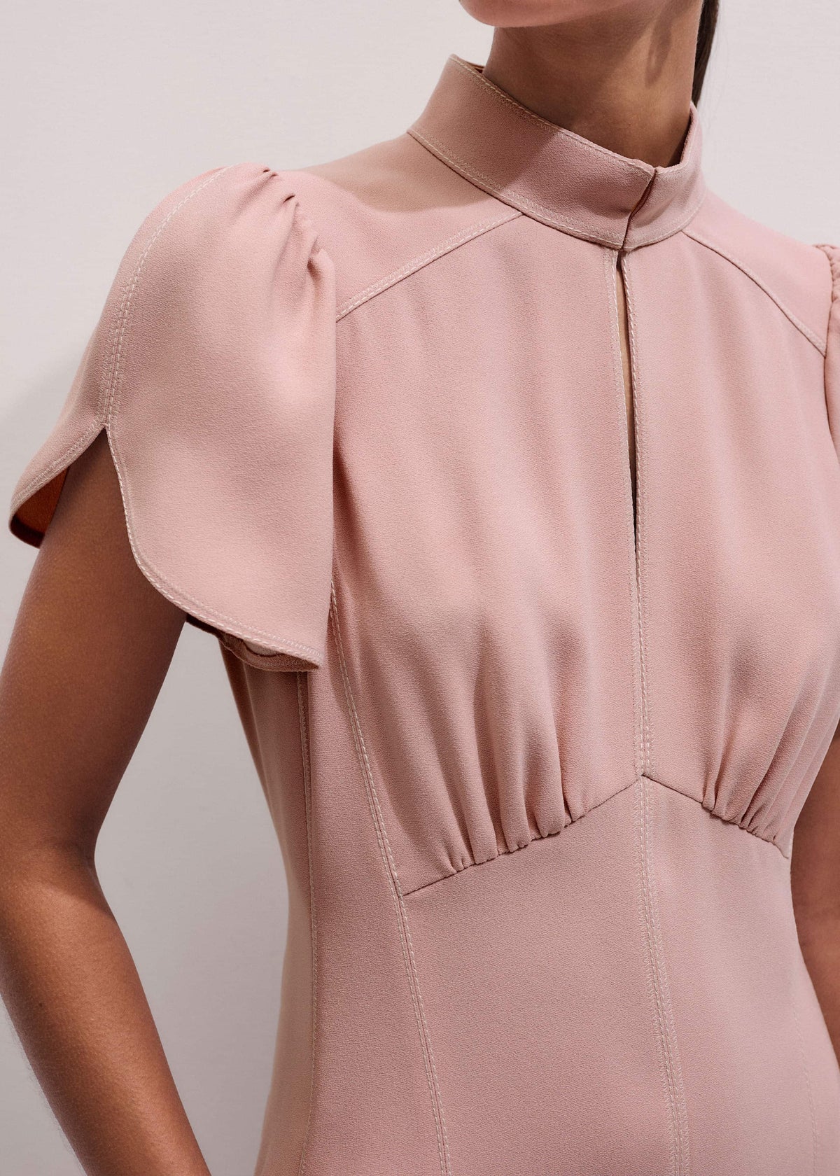 Smoke Pink Contrast Stitch Midi Dress | ME+EM