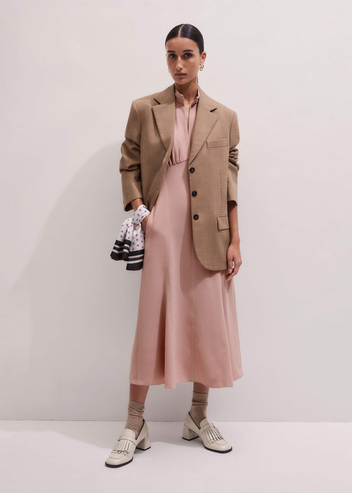 Smoke Pink Contrast Stitch Midi Dress | ME+EM