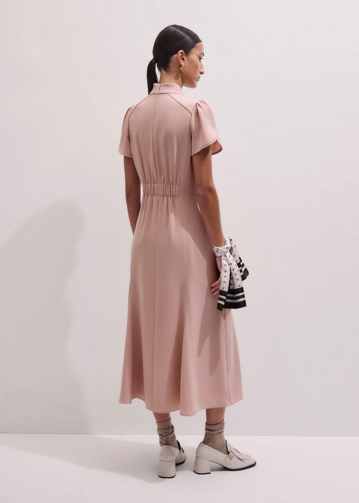 Smoke Pink Contrast Stitch Midi Dress | ME+EM