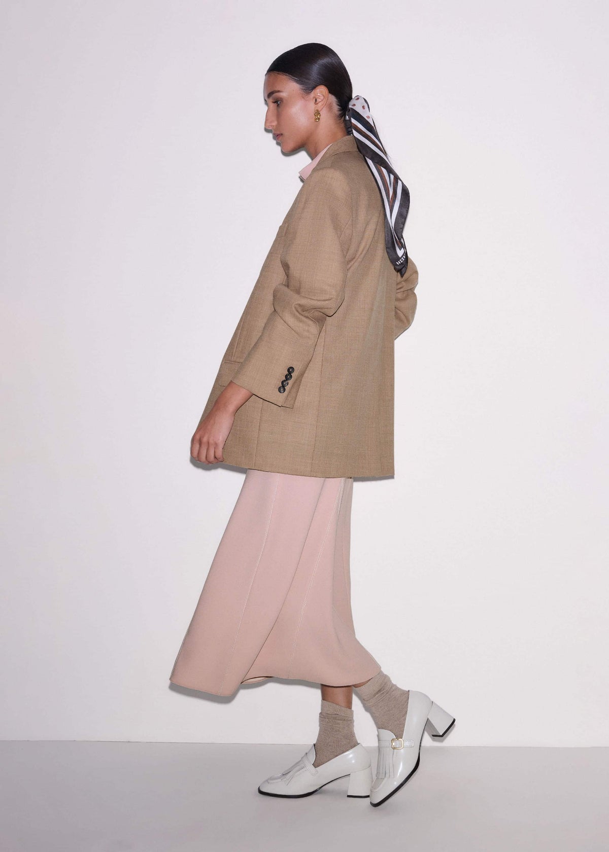 Smoke Pink Contrast Stitch Midi Dress | ME+EM