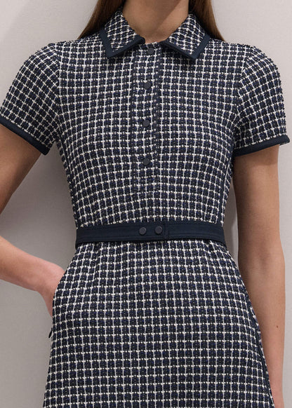 Navy Textured Midi Dress + Belt | ME+EM