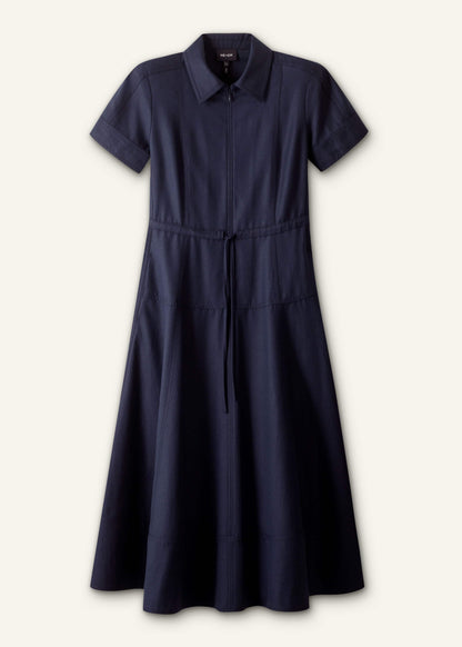 Navy Fit + Flare Shirt Midi Dress | ME+EM