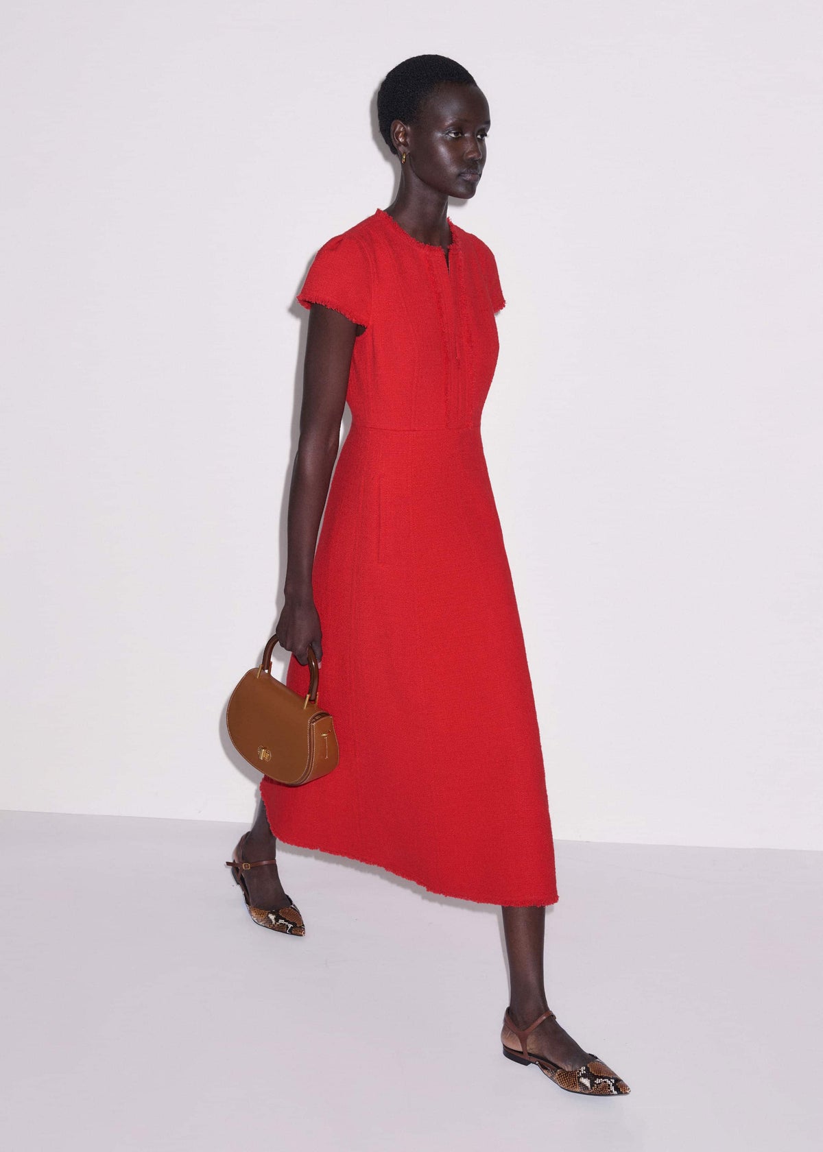 Red Fringe Detail Fit + Flare Midi Dress | ME+EM