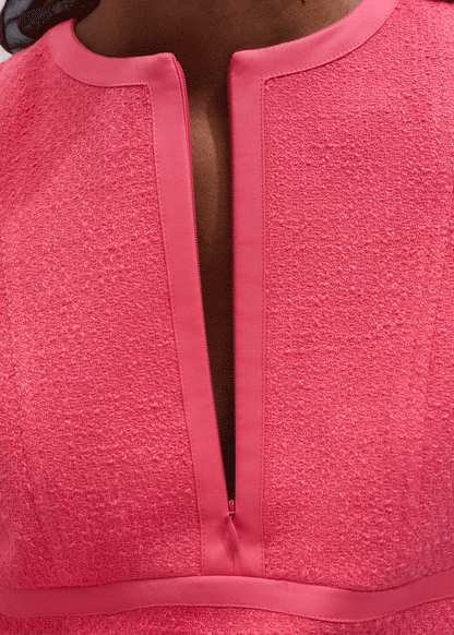 Pink Contrast Binding Fit And Flare Midi Dress | ME+EM