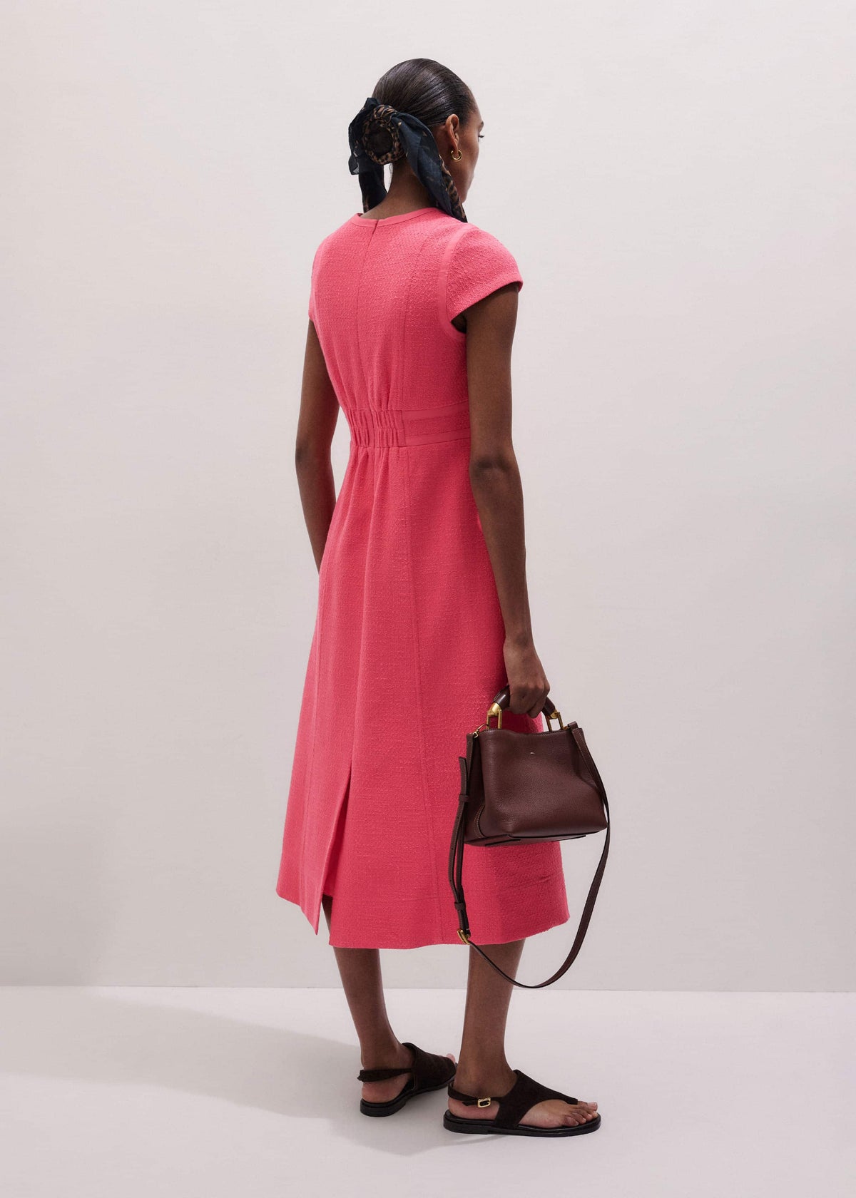 Pink Contrast Binding Fit And Flare Midi Dress | ME+EM