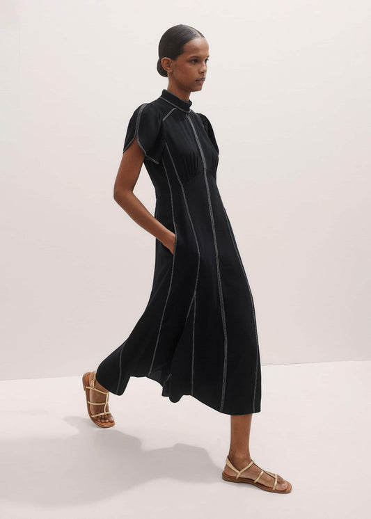 Black Contrast Stitch Midi Dress | ME+EM