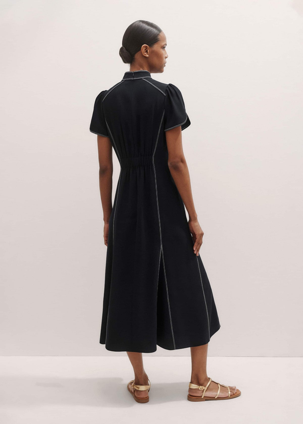Black Contrast Stitch Midi Dress | ME+EM