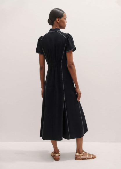 Black Contrast Stitch Midi Dress | ME+EM