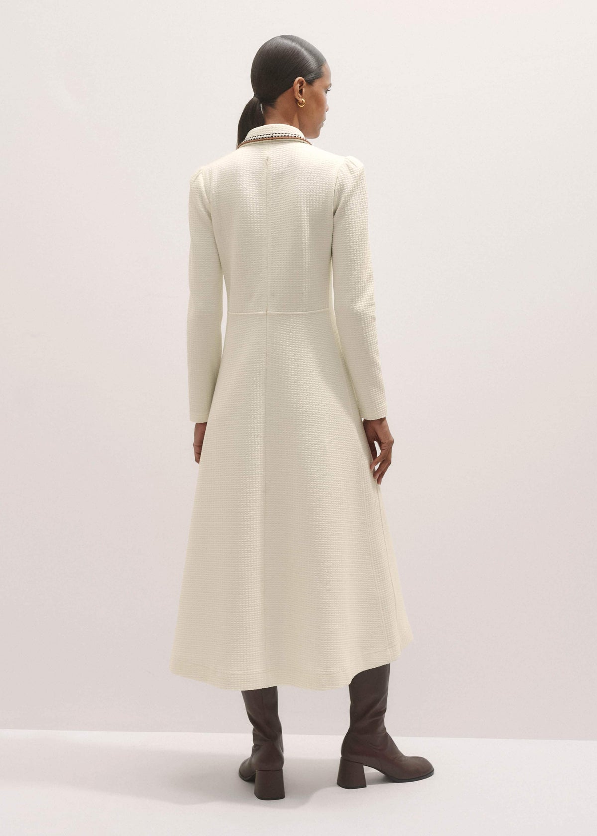 Cream Crochet Trim Fit and Flare Midi Dress | ME+EM