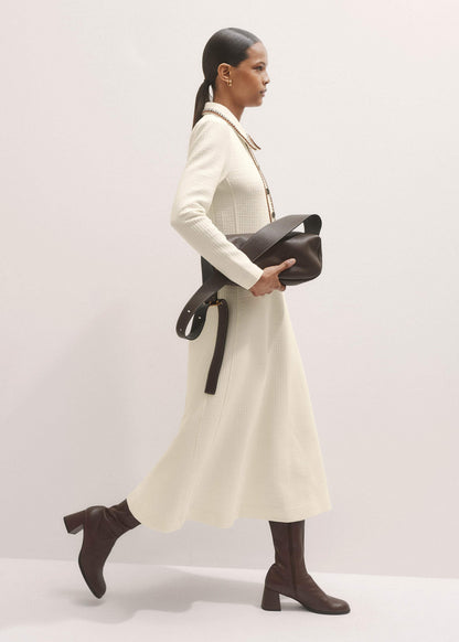 Cream Crochet Trim Fit and Flare Midi Dress | ME+EM