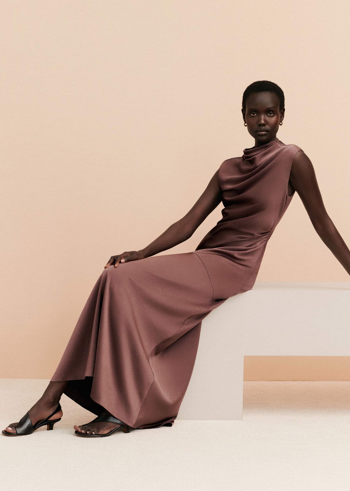 Cinnamon Bias Cut Full Length Dress | ME+EM