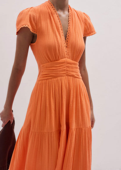 Orange Cheesecloth Fit + Flare Maxi Dress | ME+EM