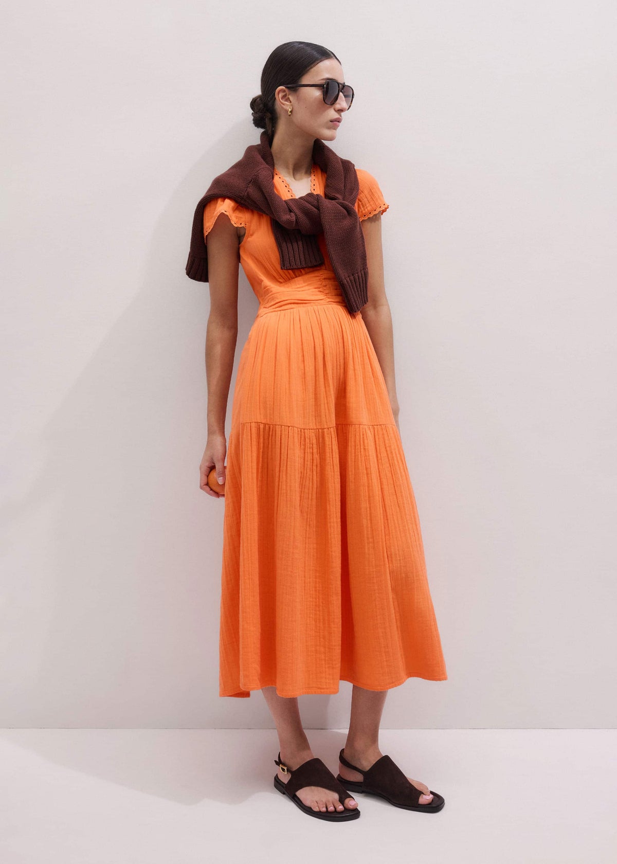 Orange Cheesecloth Fit + Flare Maxi Dress | ME+EM