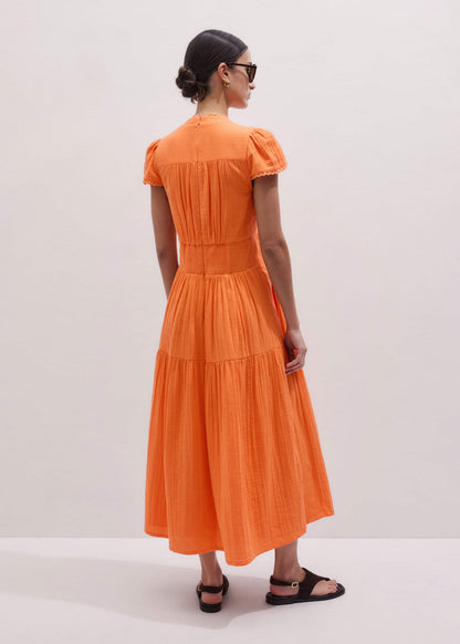 Orange Cheesecloth Fit + Flare Maxi Dress | ME+EM