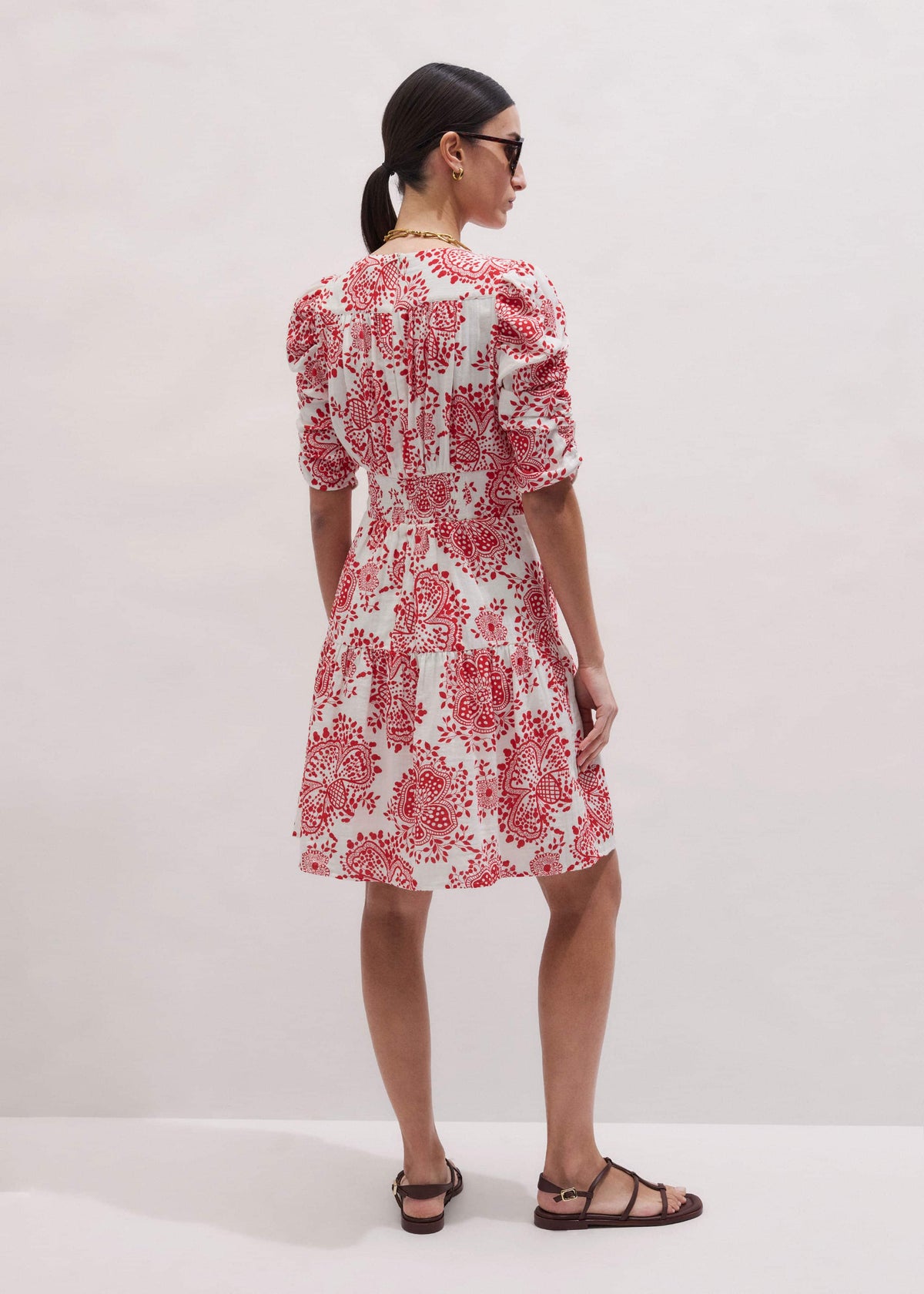 White Cheesecloth Fit + Flare Short Dress | ME+EM