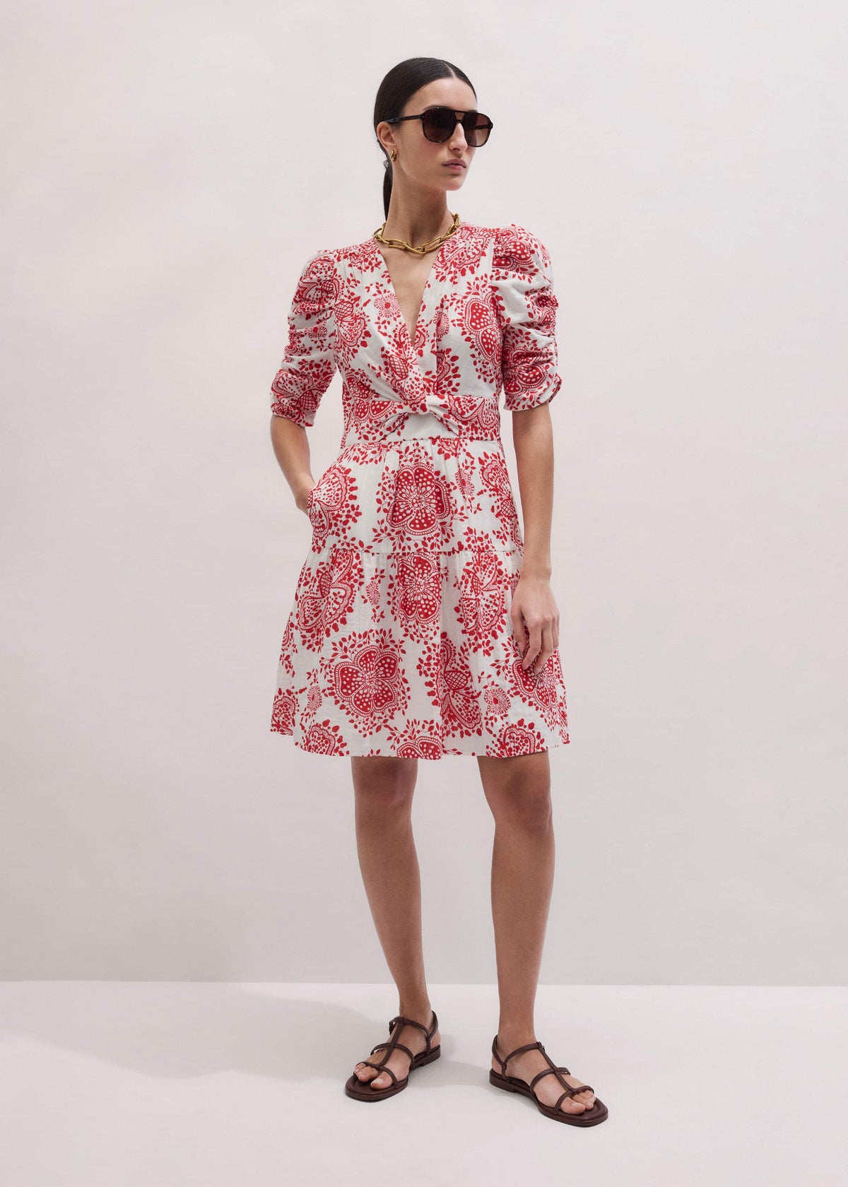 White Cheesecloth Fit + Flare Short Dress | ME+EM