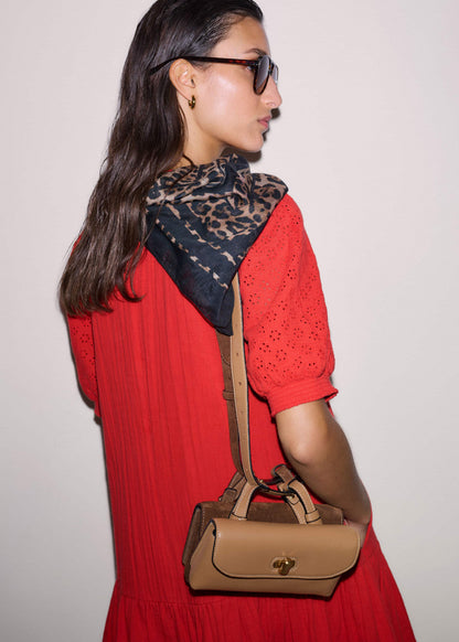 Red Embroidered Cheesecloth Short Dress | ME+EM