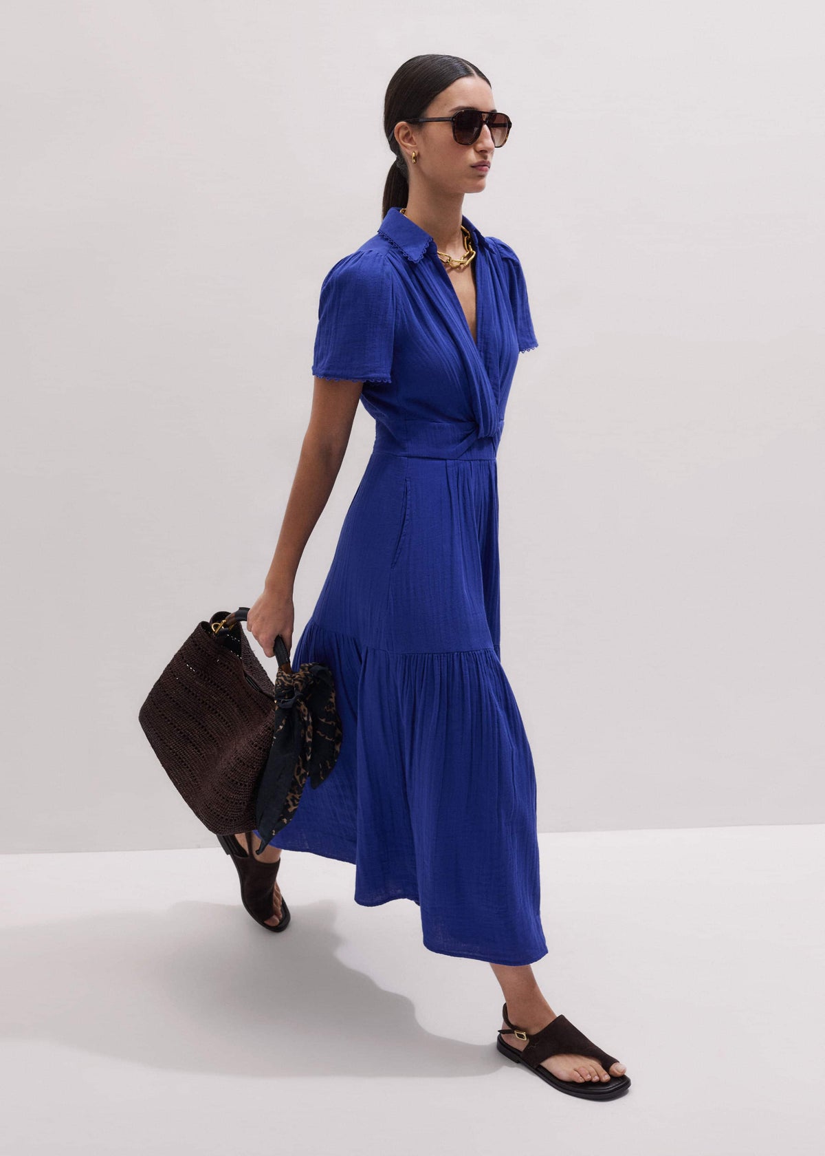 Blue Cheesecloth Fit + Flare Maxi Dress | ME+EM
